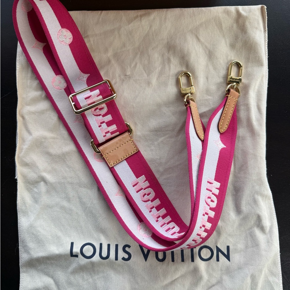 Louis Vuitton Red and White Strap with Gold Hardware